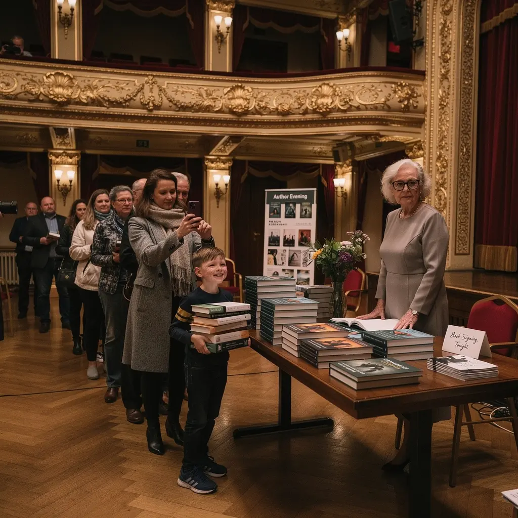 Skupina lidí sedí v útulné místnosti a naslouchá čtení poezie.