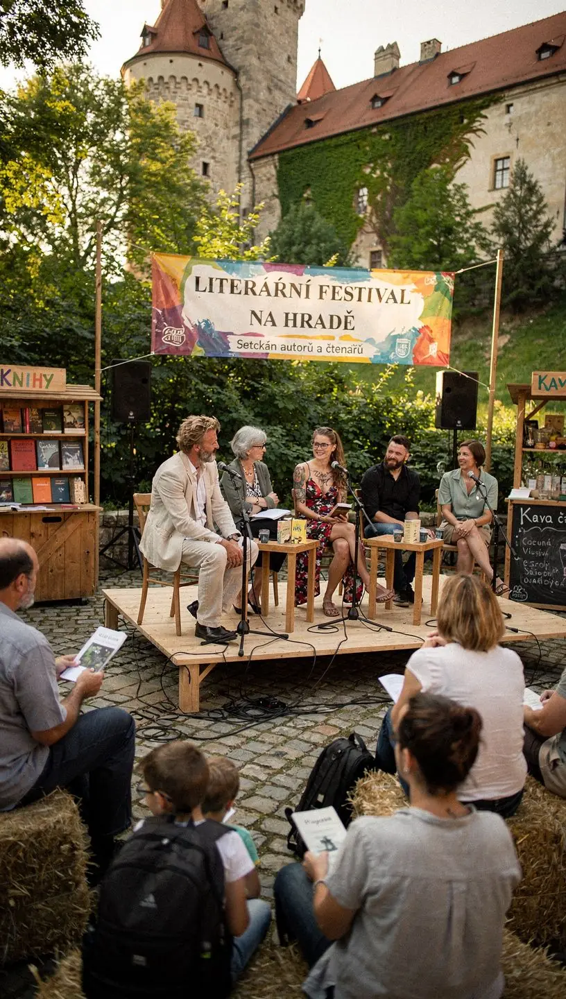 Pohled na police plné moderních literárních děl a antologií.